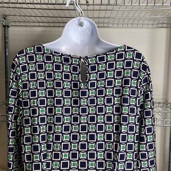 Talbots Women's Green Blue Geometric Ponte Knit Dress Size 10 Old Money Classic - Picture 9 of 11